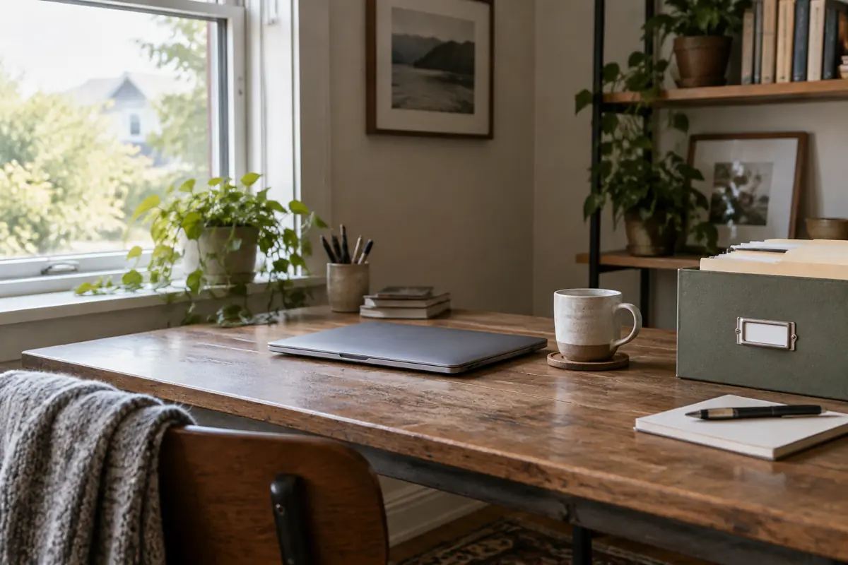 Home office desk used by an owner-only business